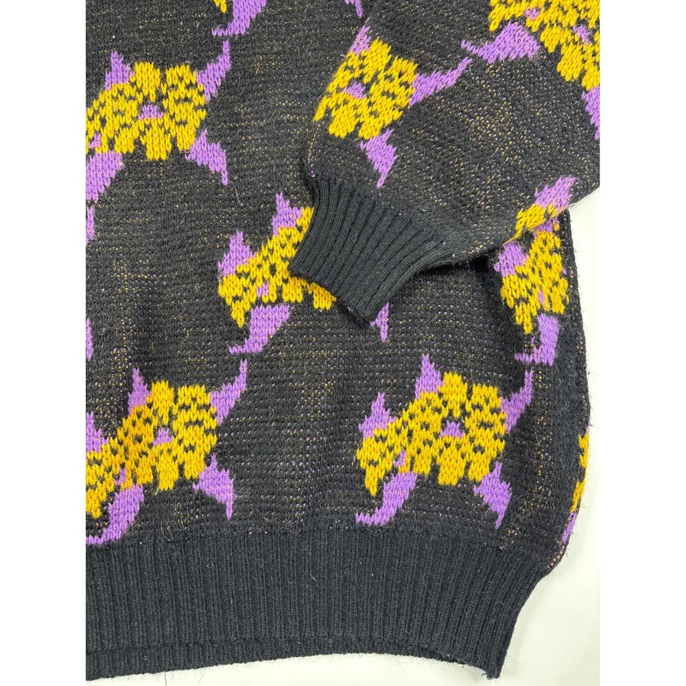 Vintage Triangle Knit Sweater Pants Set Womens‎ M Black Purple Yellow - Picture 2 of 14